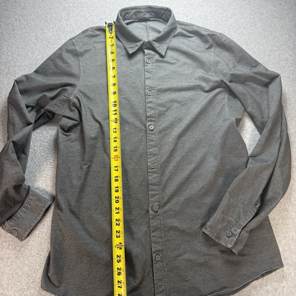 Lululemon Shirt‎ Men Medium Gray Black Dress Athleisure Preppy *flaw - Picture 6 of 7